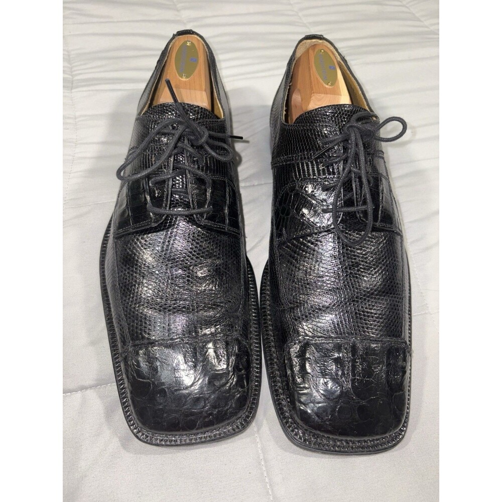 David Eden Crocodile Lizard Square Toe Dress shoes Sz 10